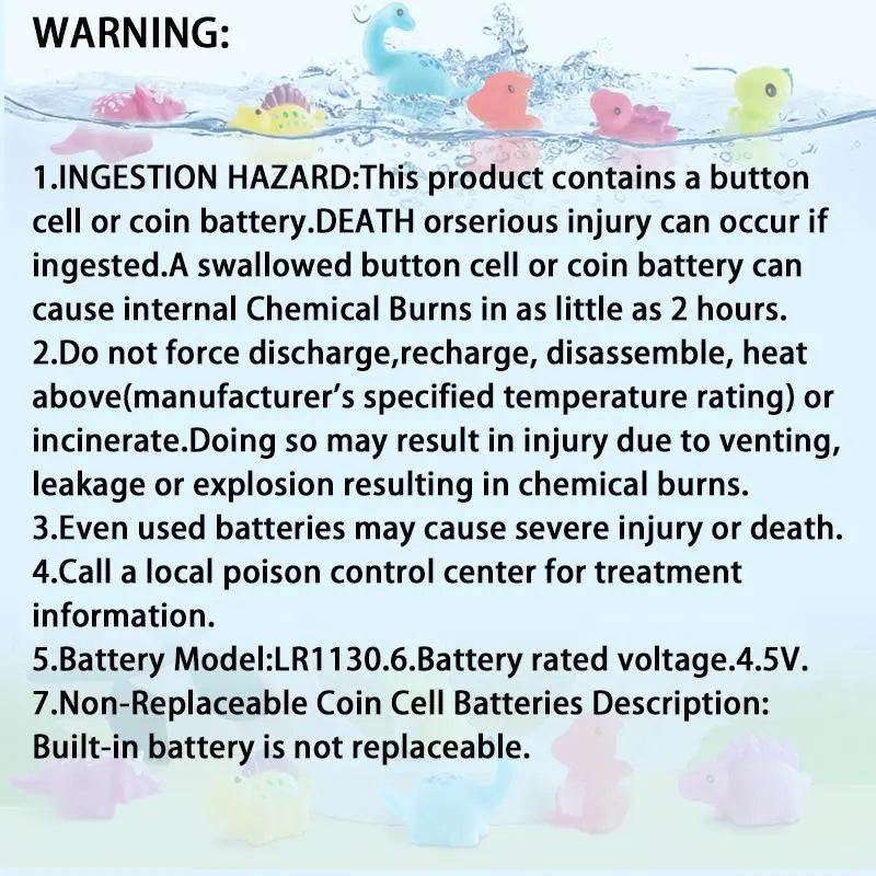 Children's Bath Water Play Light-Up Soft Rubber Toy — Touch-Activated Flashing Dinosaur Toy Set