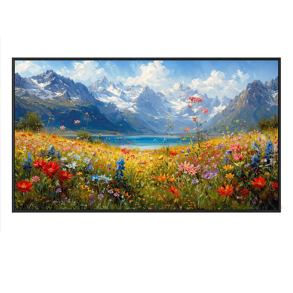 Hand Painted Alpine Meadow Oil Painting for Dining Room AA#2310