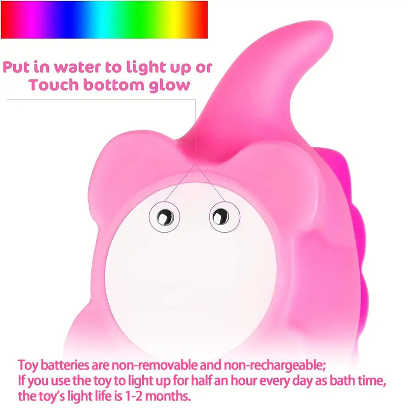 Children's Bath Water Play Light-Up Soft Rubber Toy — Touch-Activated Flashing Dinosaur Toy Set