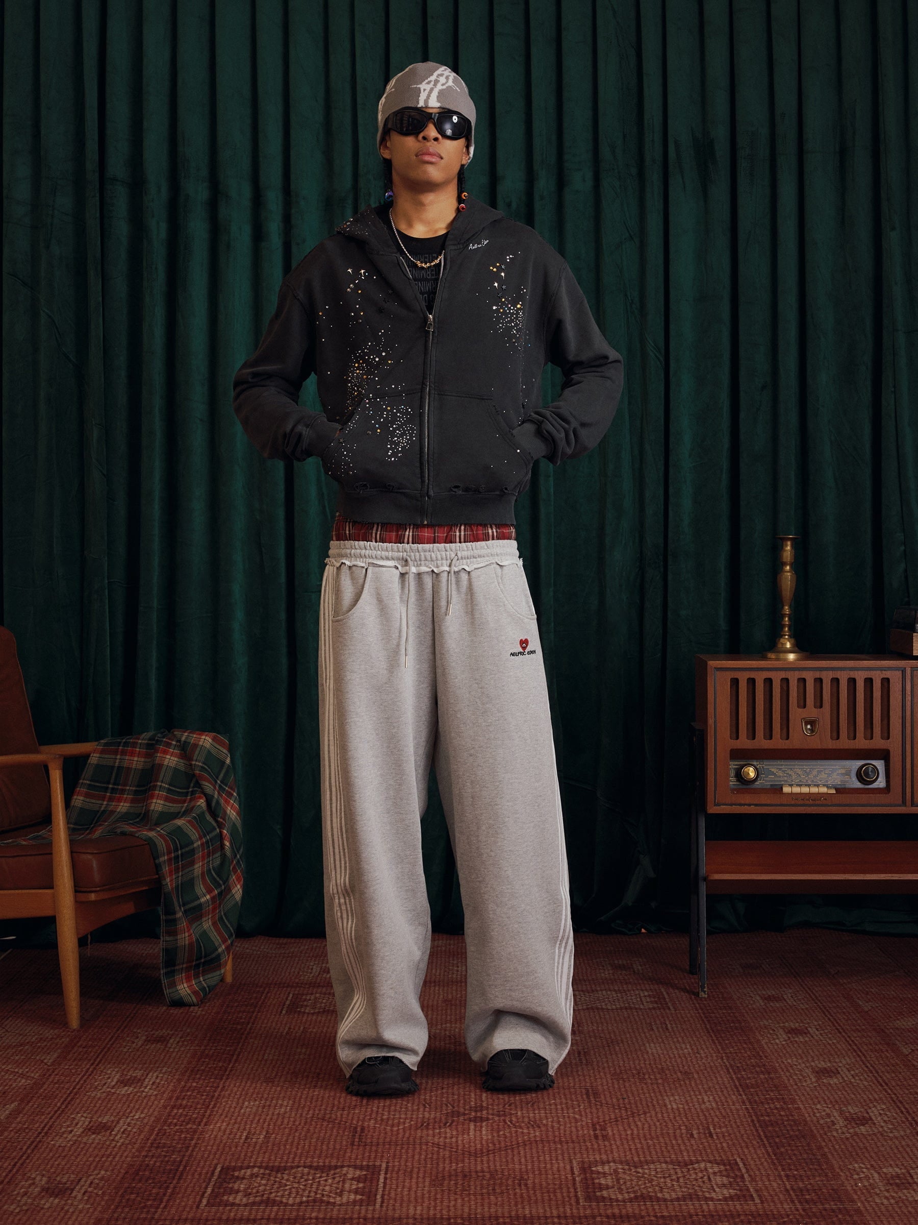 Retro Double Waist Baggy Sweatpants