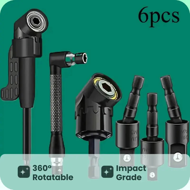 Street Loom Complete Tool Kit Set: 3 Rotatable Socket Adapters + 2 Angle Drill Adapters + 90° Bevel Bit
